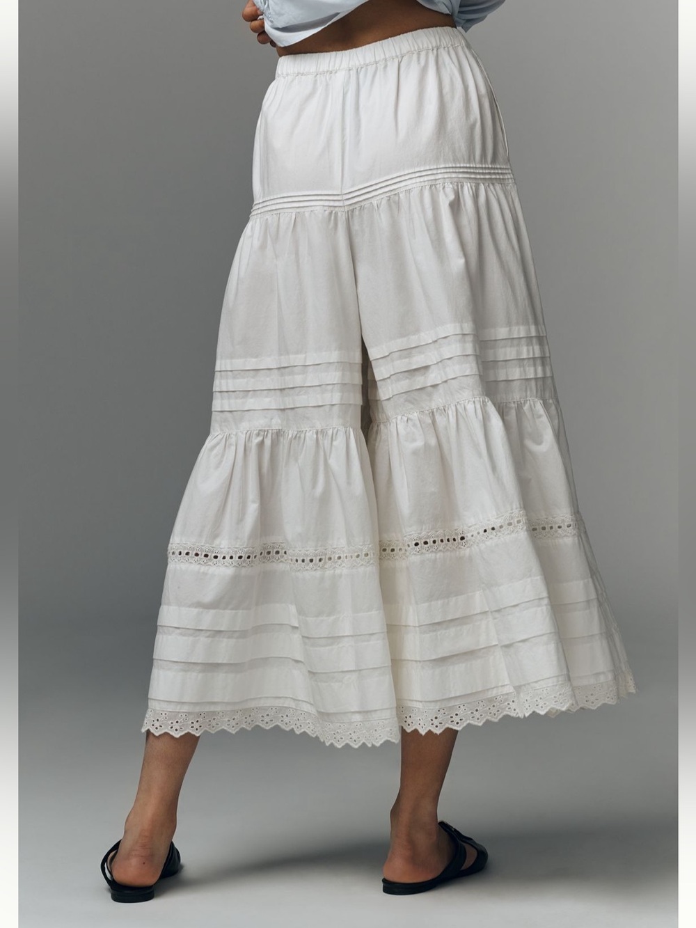 Anthropologie lace petticoat crop wide leg pants - Picture 4 of 10